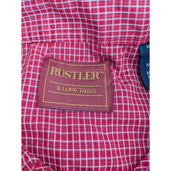 Rustler X Long Tails Pearl Snap Red Plaid Cowboy Western Cowboy Size XL - Picture 5 of 8